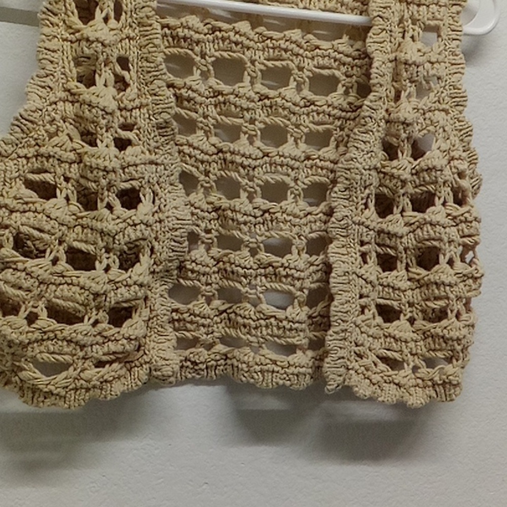 White House Black Market Boho Tan Knit Vest - Picture 2 of 4